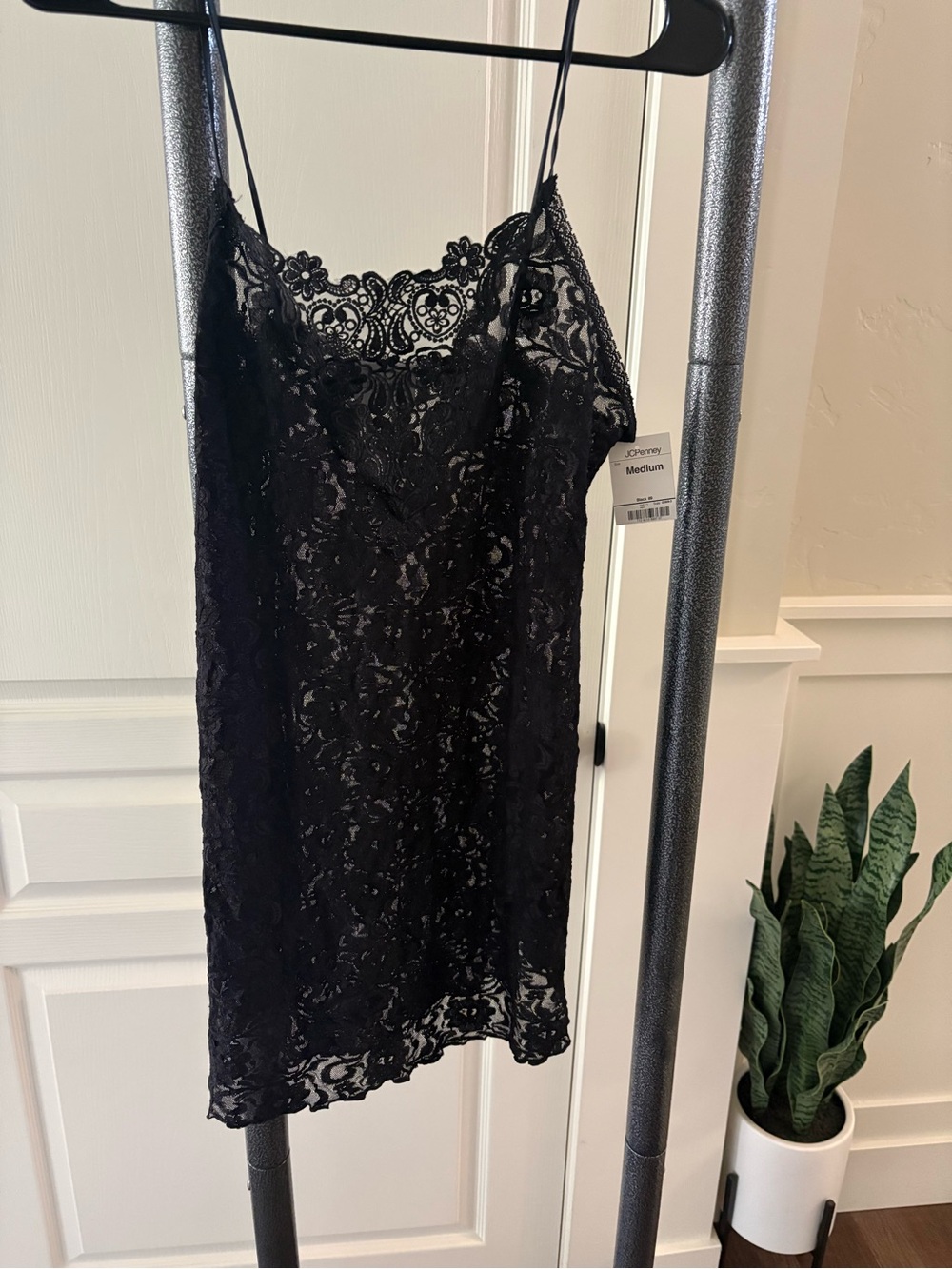 Nightie // slip  Black Lace Camisole with Floral Scallop Trim